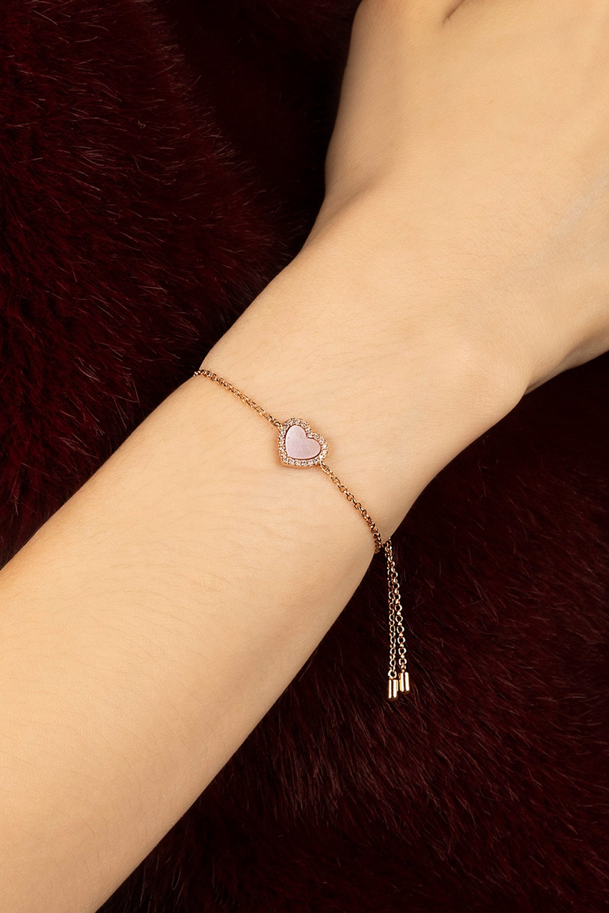 APM Monaco Méditerranée bracelet cœur nacre rose or rose