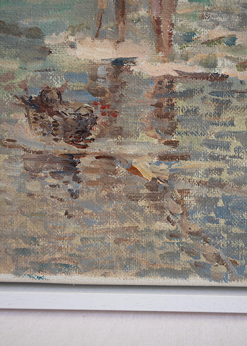Van Noort huile sur toile scène de plage 40x50 cm