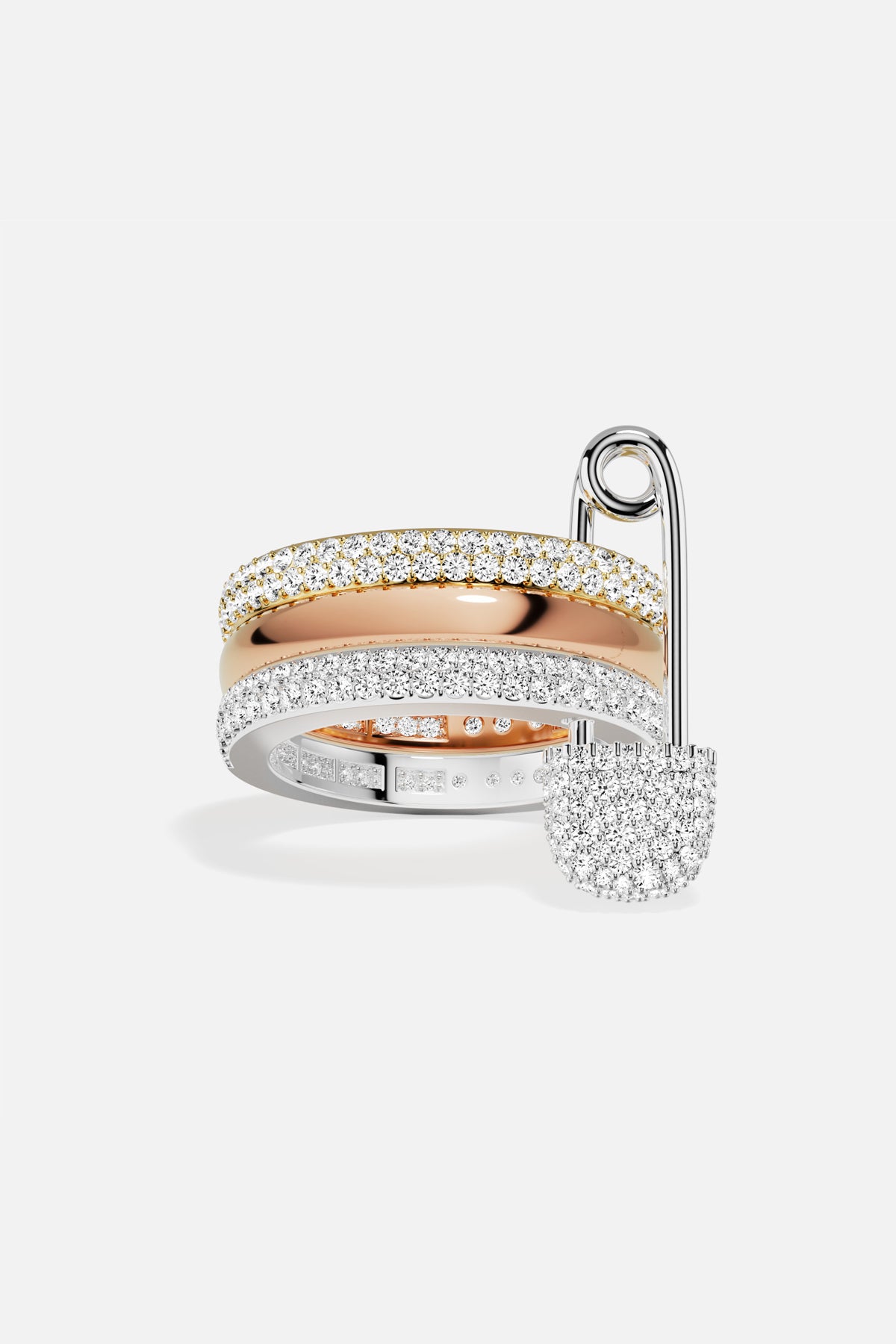 APM Monaco Morse Code Baby XL bague tricolore pavée