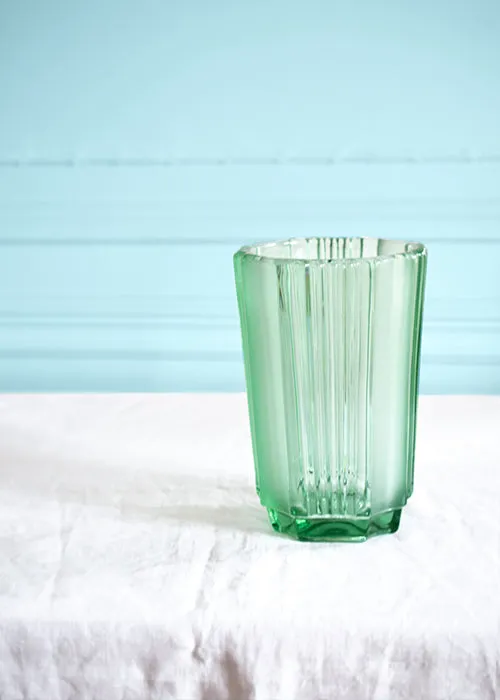 Aimée Aimer Vase Bermudes vase cristal vert d'eau 21 cm pièce unique