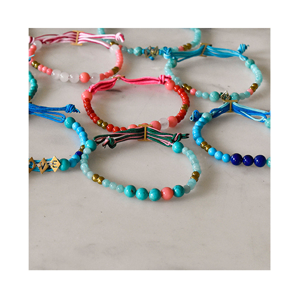 Aimée Aimer Bel Aloha Aloha Perlé bracelet or jaune turquoise amazonite