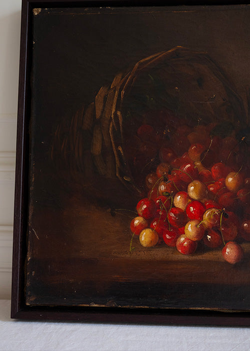 Aimée Aimer Brunel de Neuville huile sur toile cerises 37,5 cm