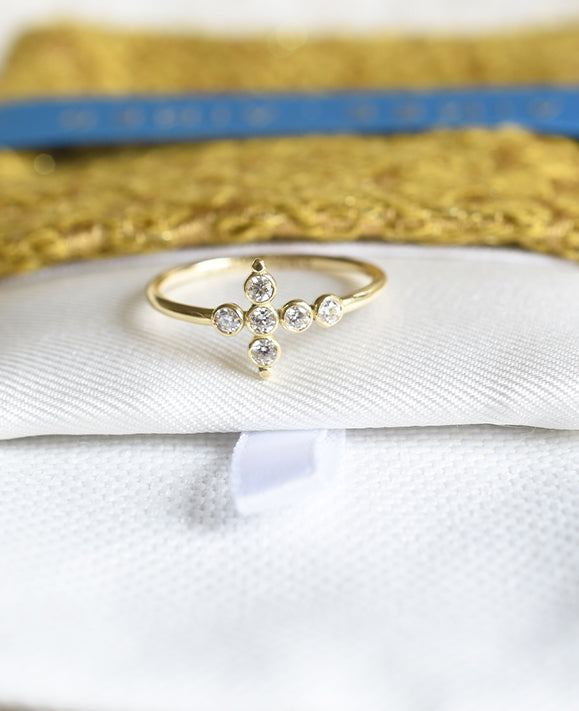 Aimée Aimer Petit AA Promessa bague or jaune diamants taille 53
