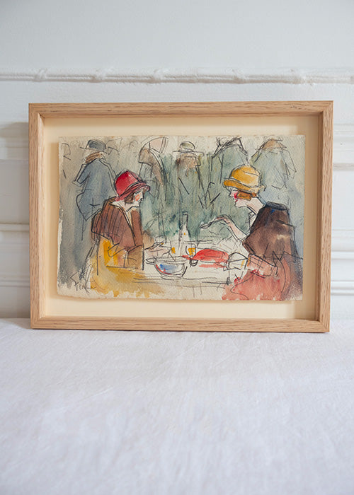 Aimée Aimer Œuvres Fernel Restaurant dessin fusain aquarelle 15,5 cm