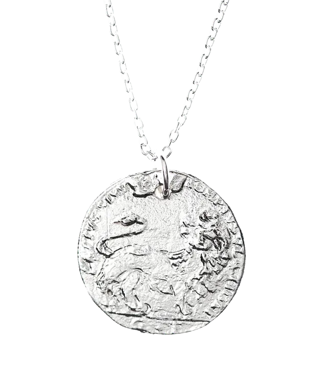 Alighieri Snow Lion Medallion collier argent pièce lion