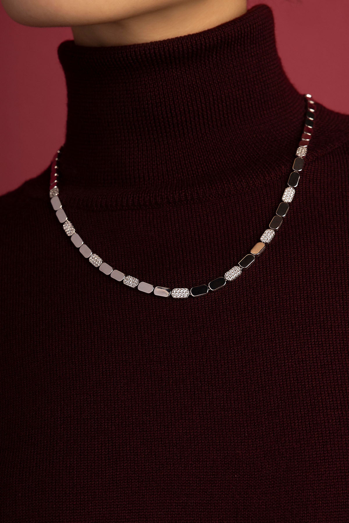 APM Monaco Yacht Club Pavage collier chaîne blanche zircon