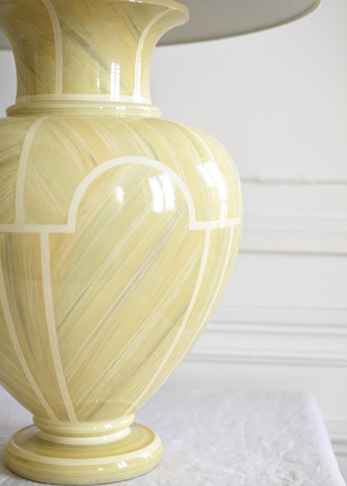 Jean Roger Hydra lampe faïence jaune paille 45 cm