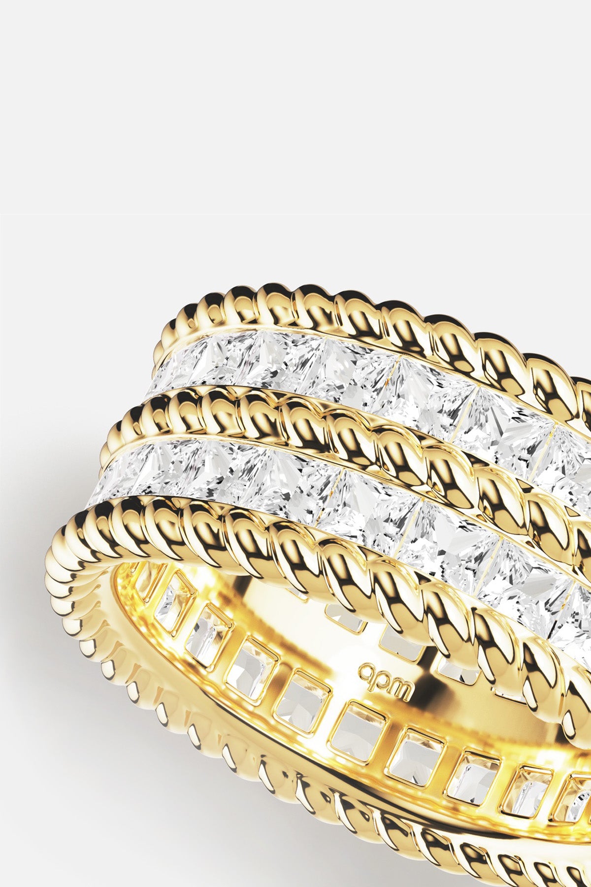 APM Monaco Yacht Club Cordage bague or jaune taille 52 pavé