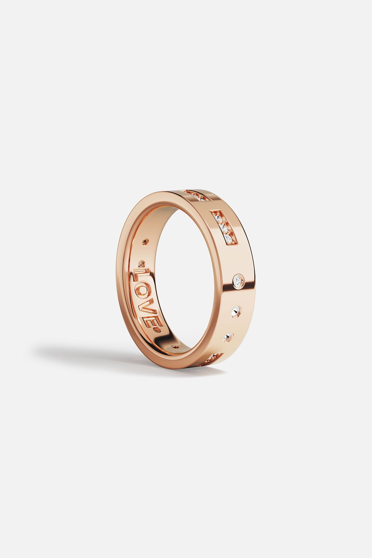 APM Monaco Morse Code LOVE bague rose gold zircones