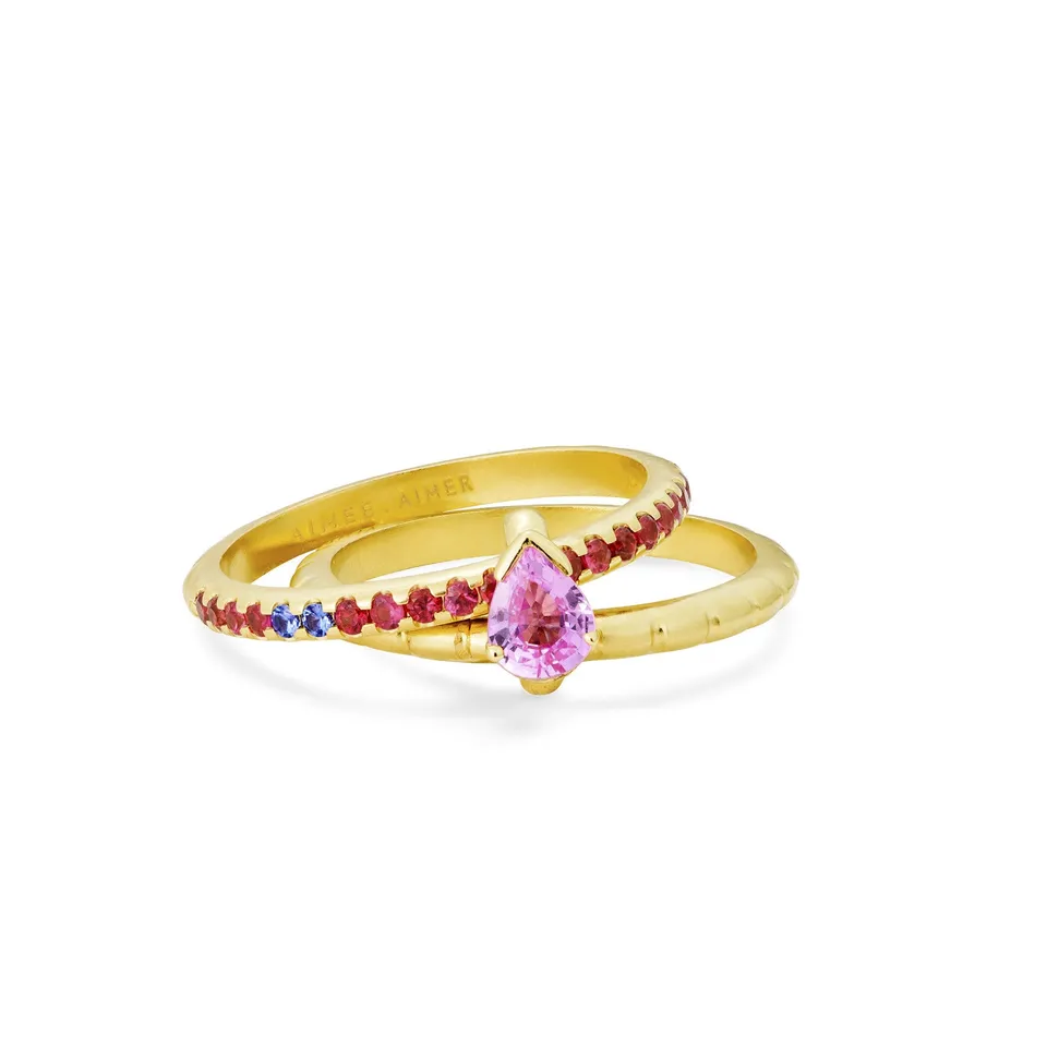 Aimée Aimer Nous n°6 bague or jaune saphir rose taille 52