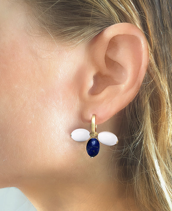 Aimée Aimer Tiare créole or jaune agate lapis à l'unité