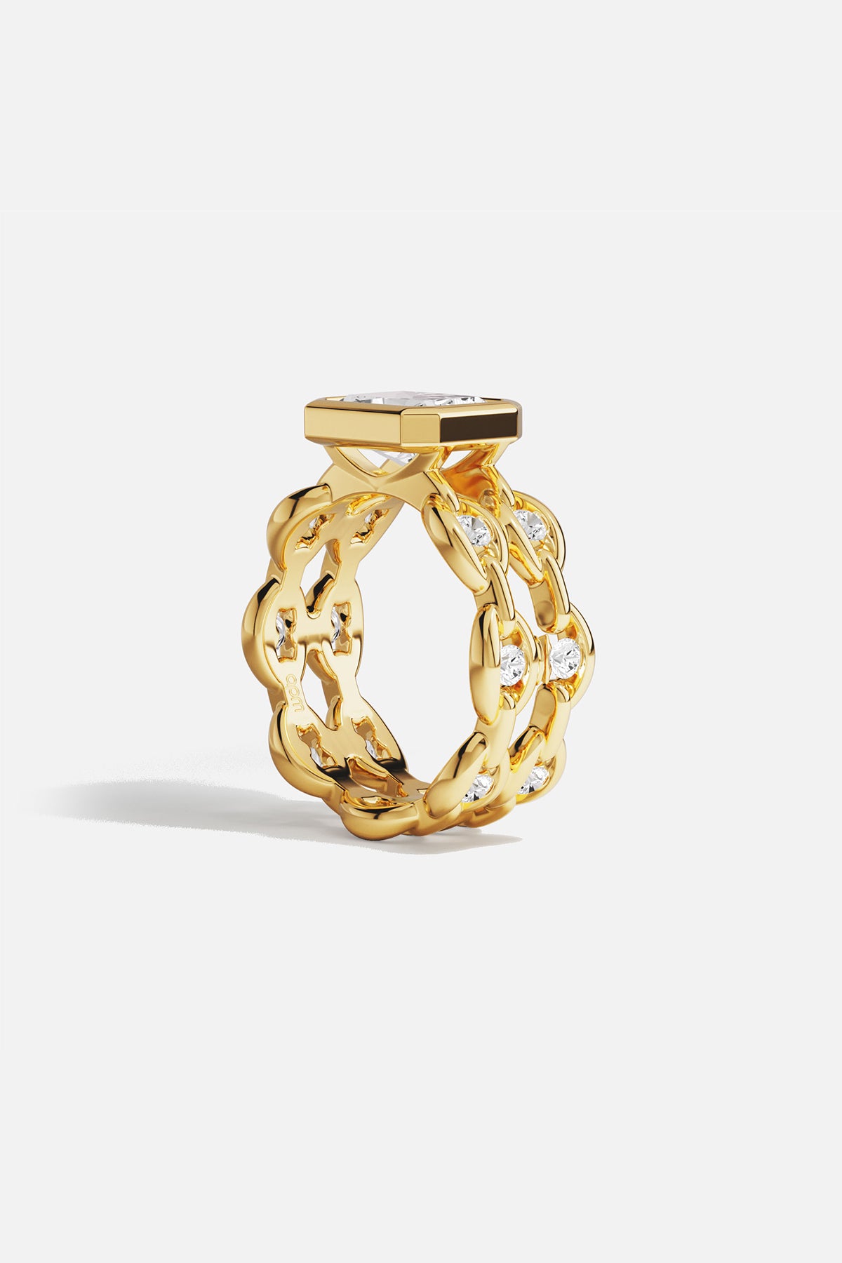 APM Monaco Soleil Enchaîné bague or jaune pavé taille 52