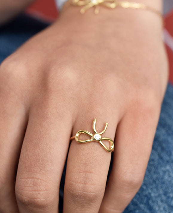 Aimée Aimer Nœud de Paris bague or jaune diamant 0,05 carat