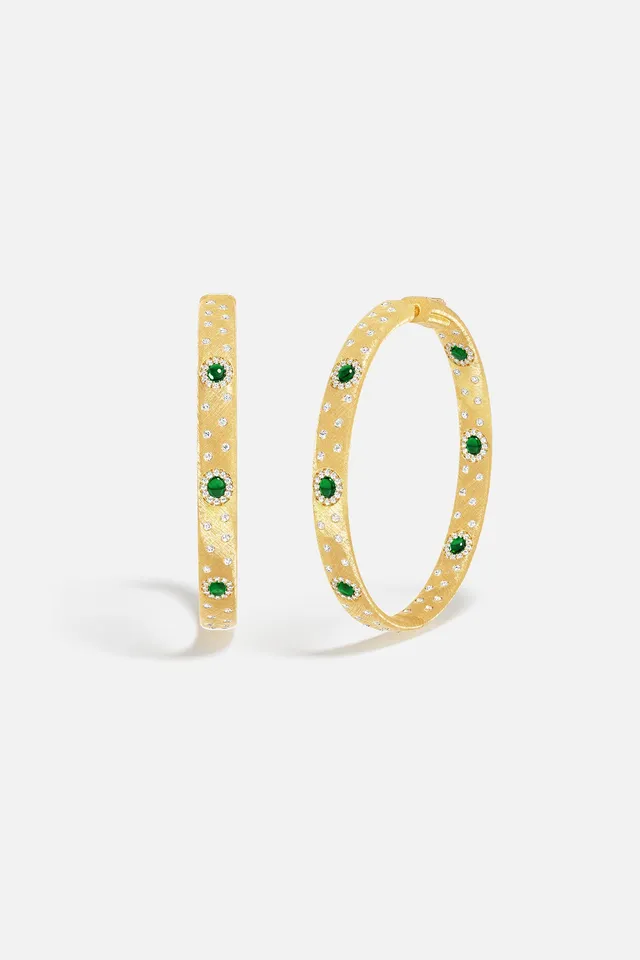 APM Monaco Automne Les Cabochons boucles créoles dorées vertes 50mm