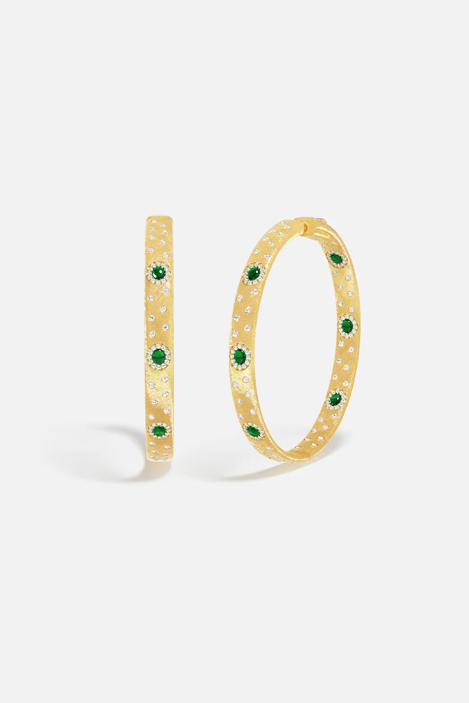 APM Monaco Automne Les Cabochons boucles créoles dorées vertes 50mm