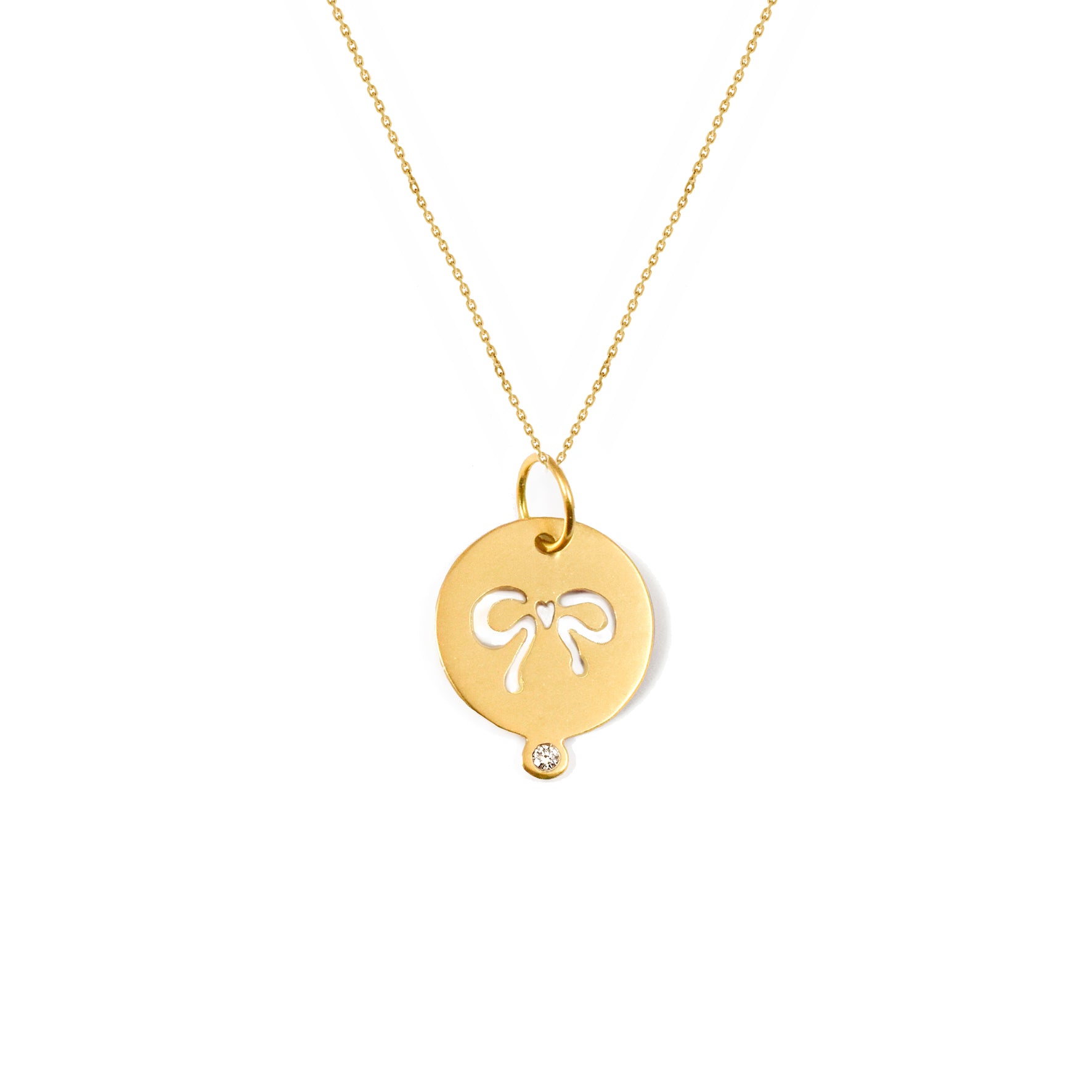 Aimée Aimer Médaille Noeud médaille or jaune diamant 14 mm