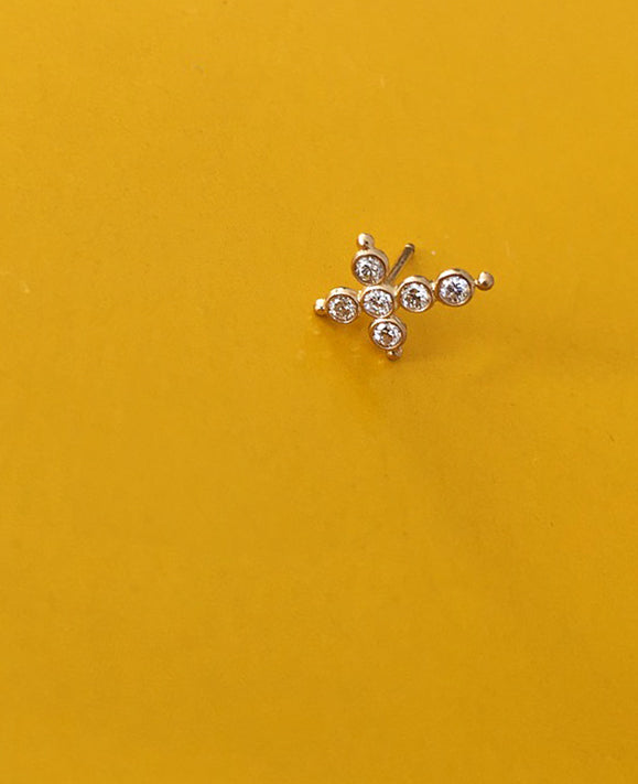 Aimée Aimer Petit AA puce oreille or jaune diamants paire