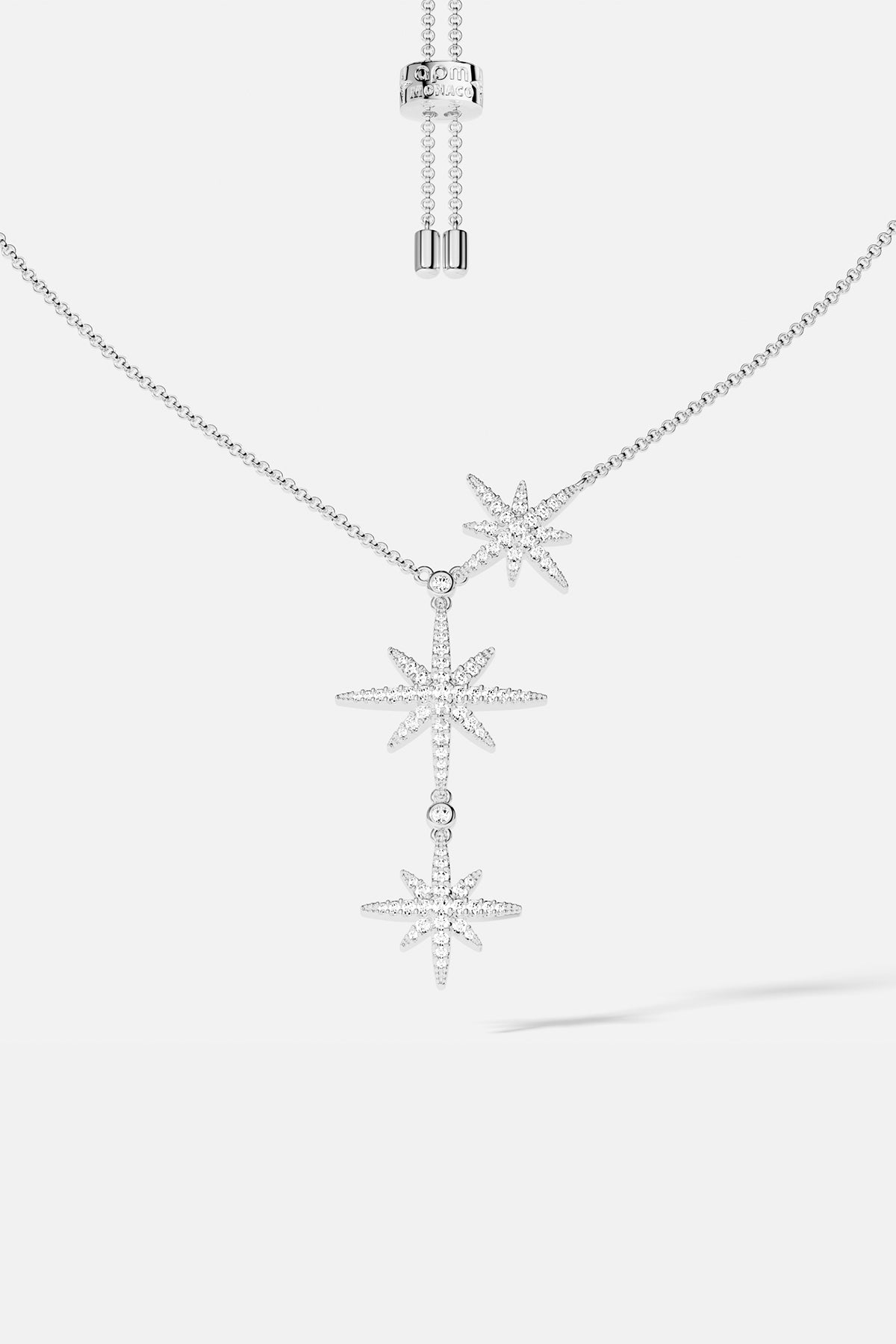 APM Monaco Météorites collier étoiles rhodié ajustable 89 zircons