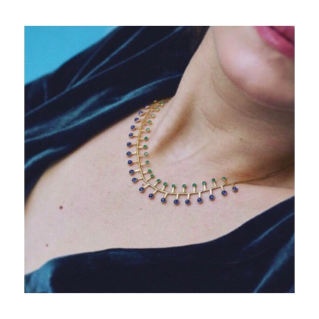 Aimée Aimer Pimenta Collier Or Jaune Émeraude Saphir
