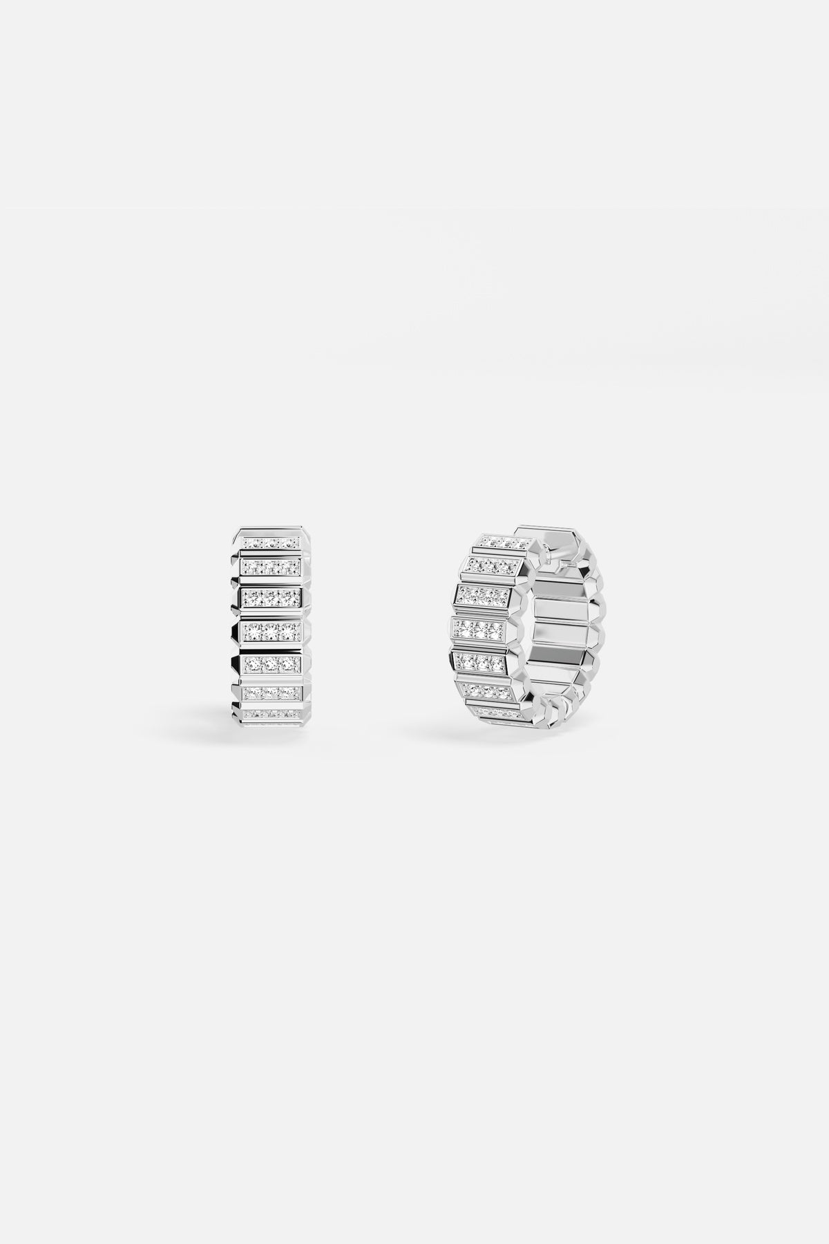 APM Monaco Automne Graphique Créoles Argent 17 mm Blanc