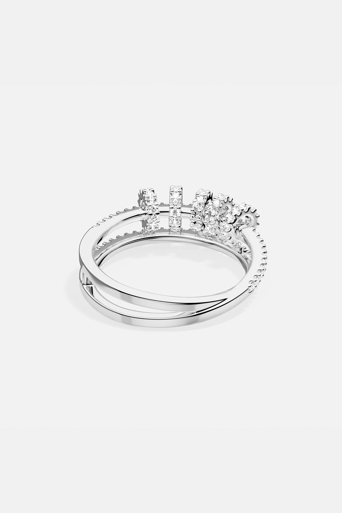 APM Monaco Croisette Piercing Double bague argent blanc zircons