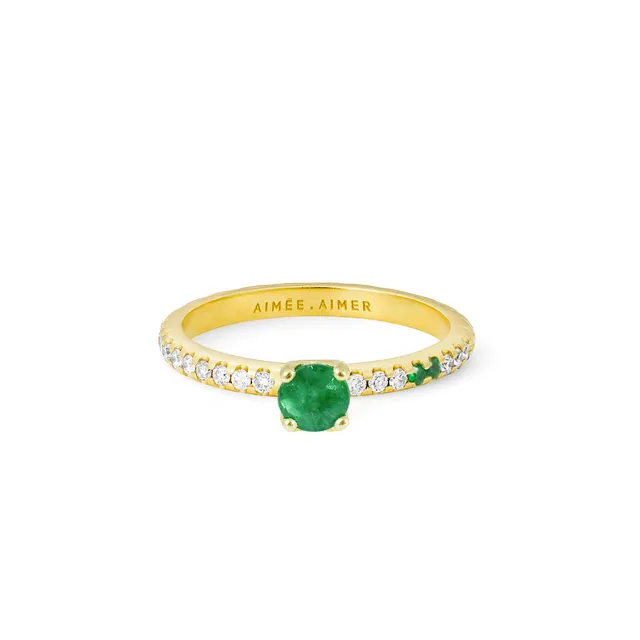 Aimée Aimer Spicy Love bague or jaune émeraude taille 48