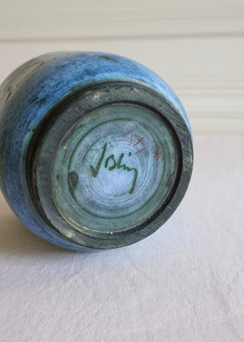 Aimée Aimer Jacques Blin cache-pot céramique bleu oiseaux