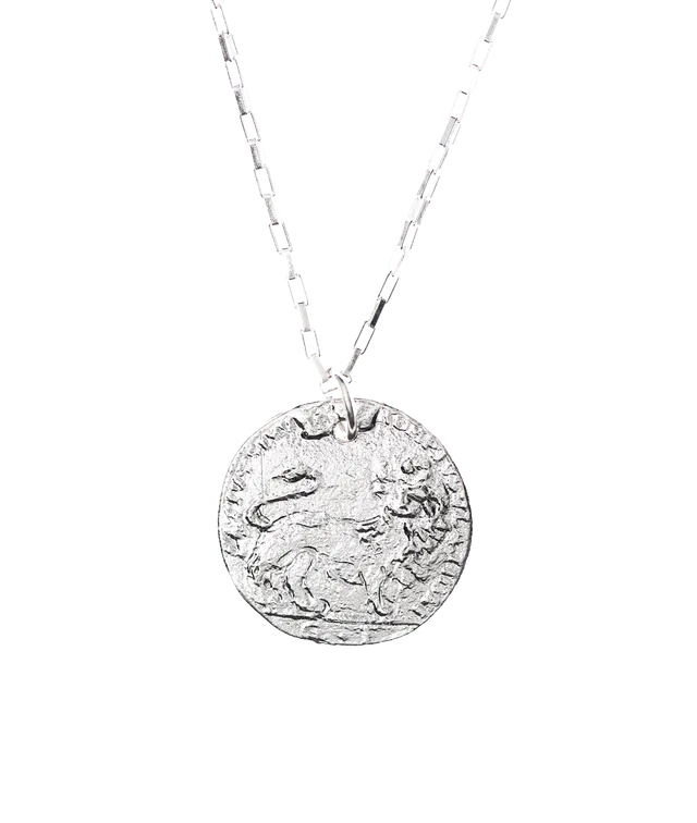 Alighieri Snow Lion Medallion collier argent médaille lion