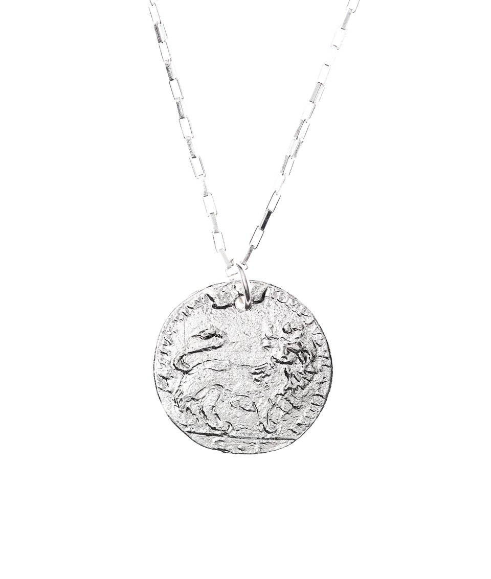 Alighieri Snow Lion Medallion collier argent médaille lion