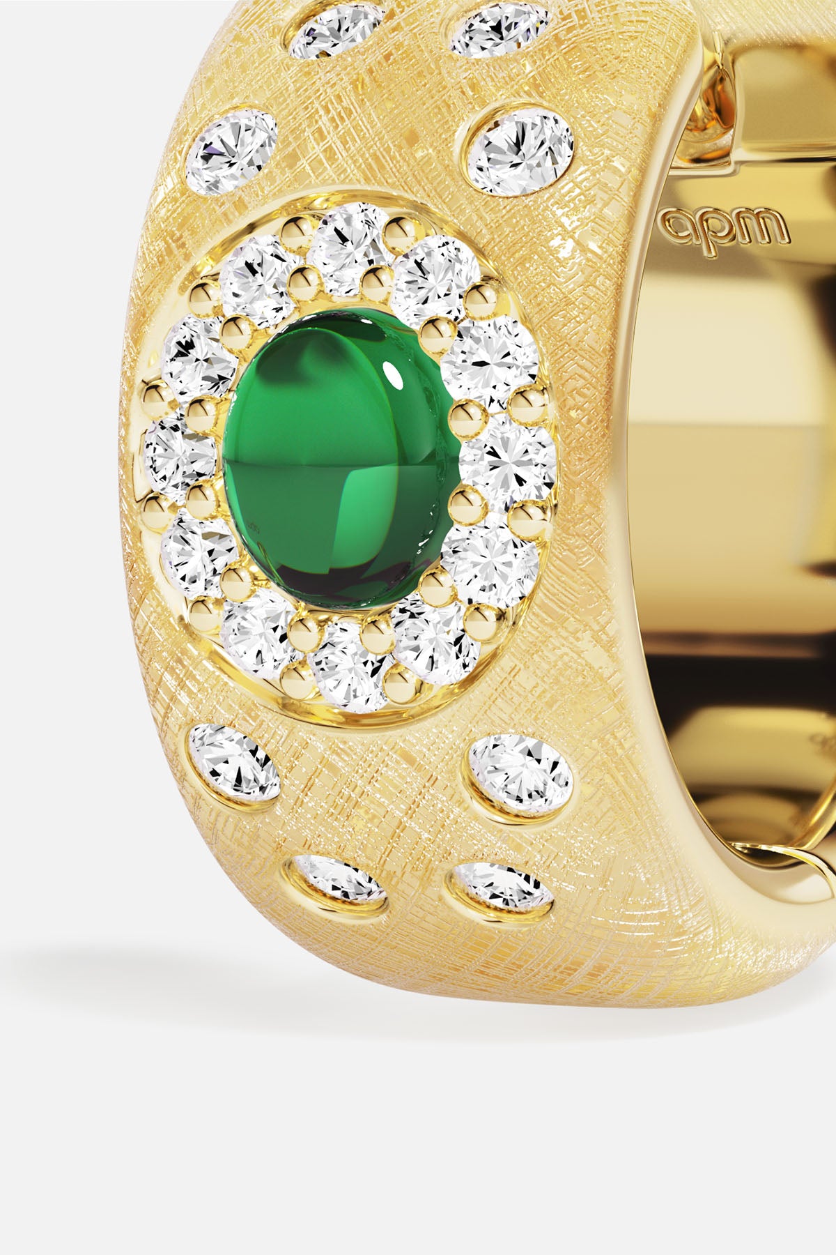 APM Monaco Automne Les Cabochons boucles d'oreilles mini créoles doré vert