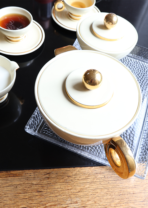 Aimée Aimer Gatsby Robj service thé café porcelaine or 3 pièces