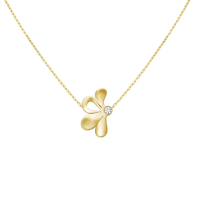 Aimée Aimer Pétale collier or jaune diamant 42 cm