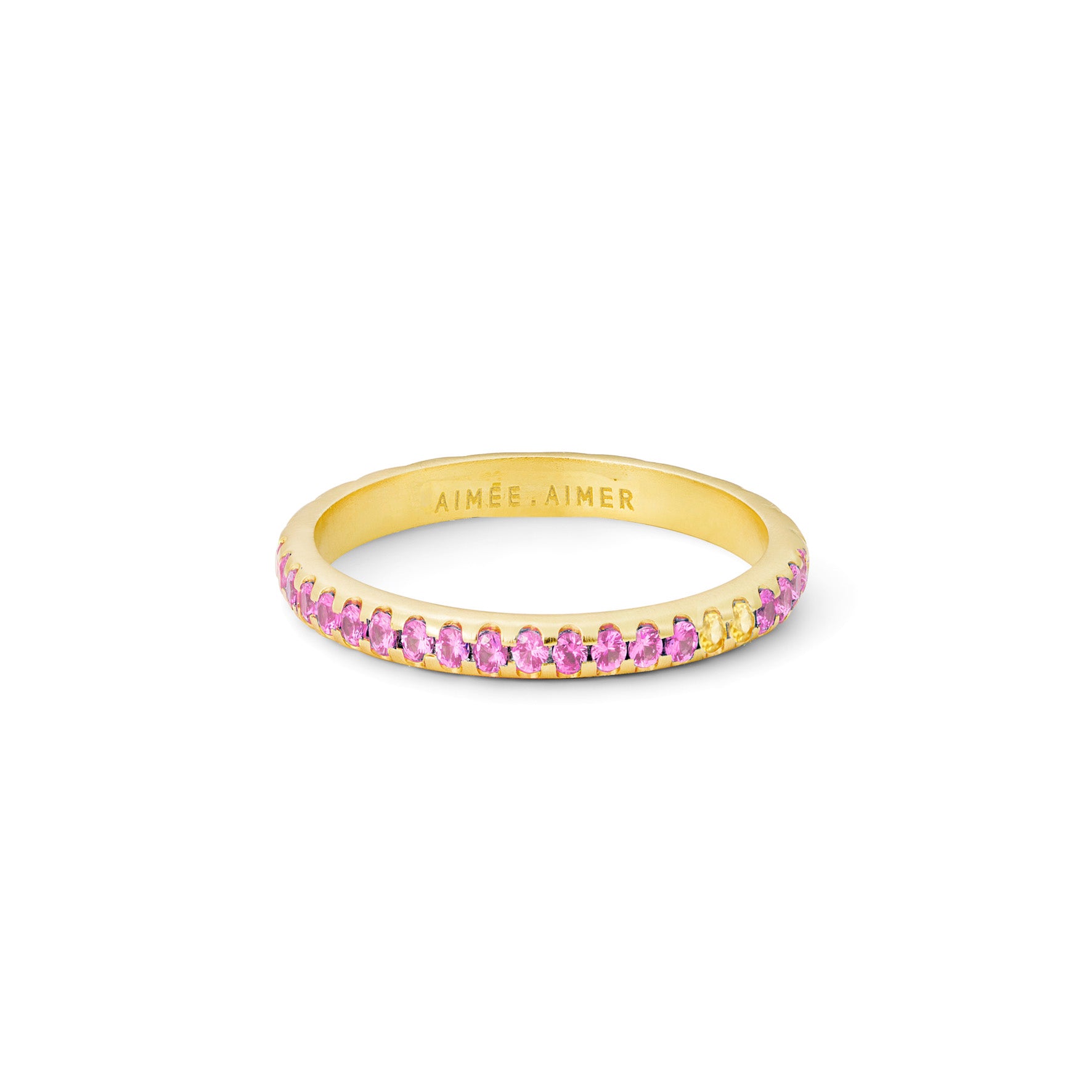 Aimée Aimer Spicy bague or jaune saphirs roses taille 48