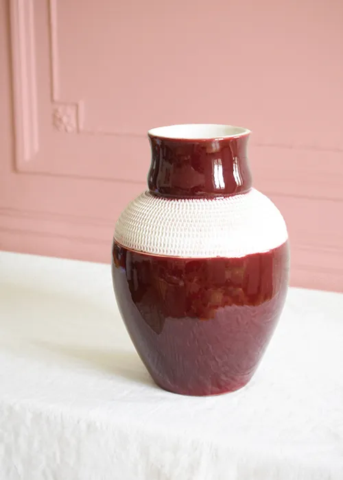 Aimée Aimer Vase Cassis Pol Chambost vase faïence rouge 33 cm