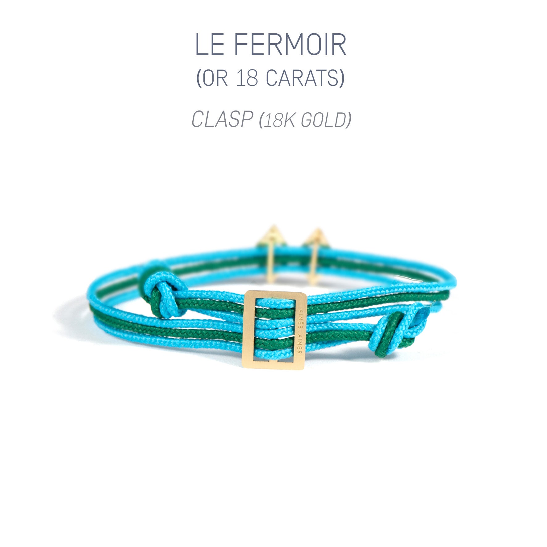 Aimée Aimer Alphabet bracelet 2 lettres cordon bleu outremer
