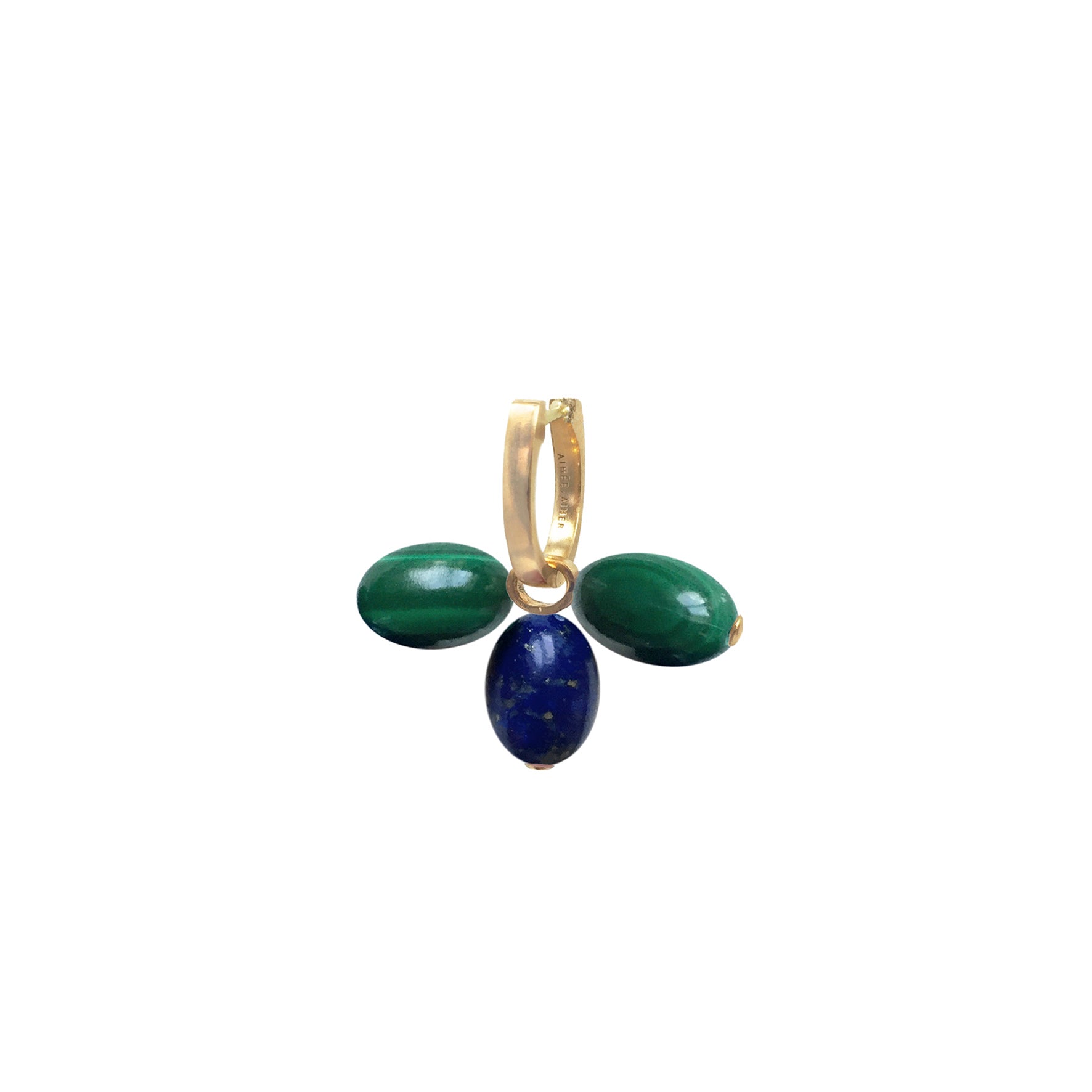 Aimée Aimer Tiare créole or jaune malachite lapis paire