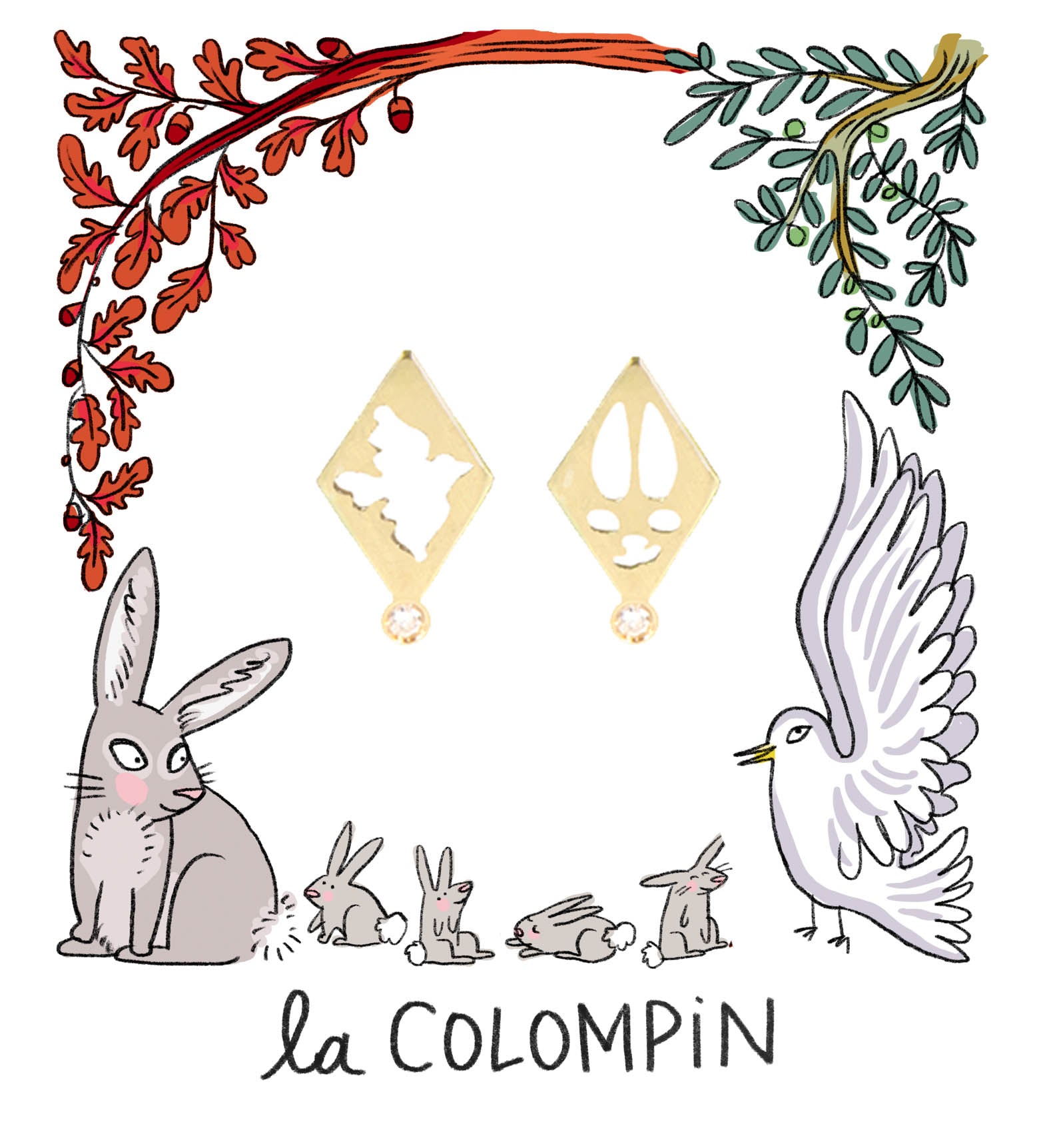 Aimée Aimer Colombe boucle oreille or jaune diamant