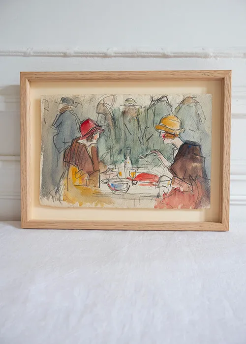 Aimée Aimer Œuvres Fernel Restaurant dessin fusain aquarelle 15,5 cm