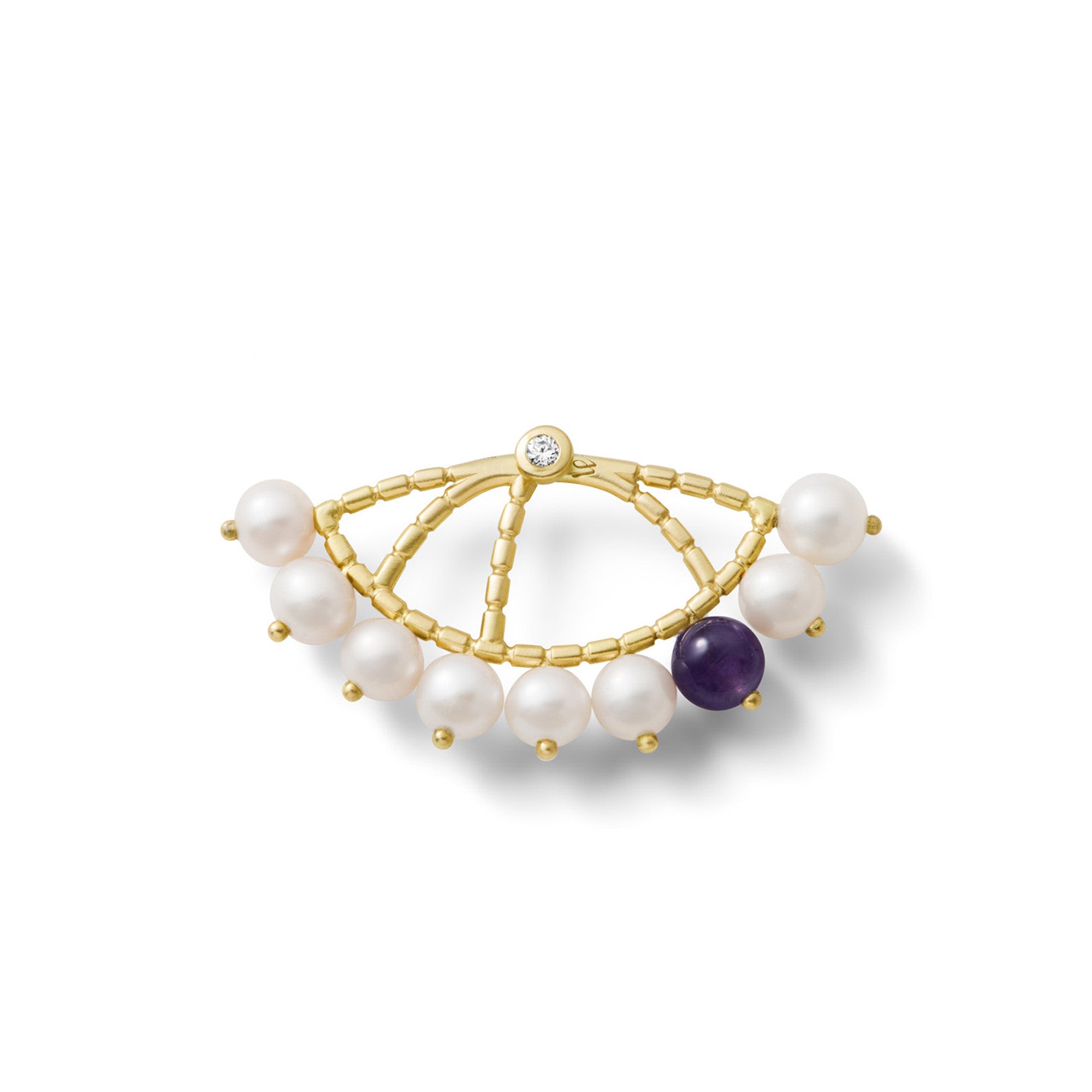 Aimée Aimer Constellation mono boucle d'oreille or jaune améthyste