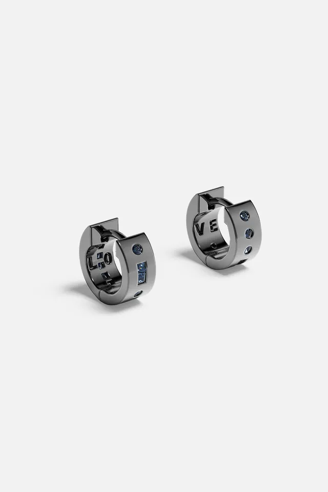 APM Monaco Morse LOVE mini créoles bleues grises 11 mm