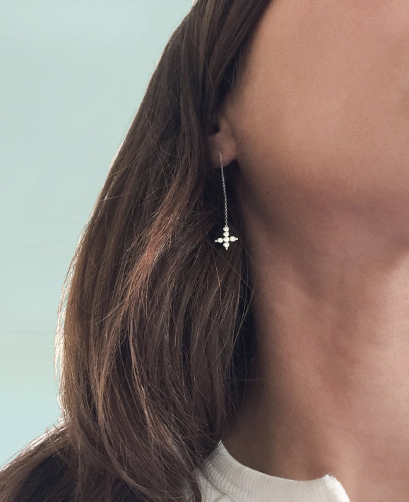 Aimée Aimer Petit AA boucle chaîne or blanc diamants paire