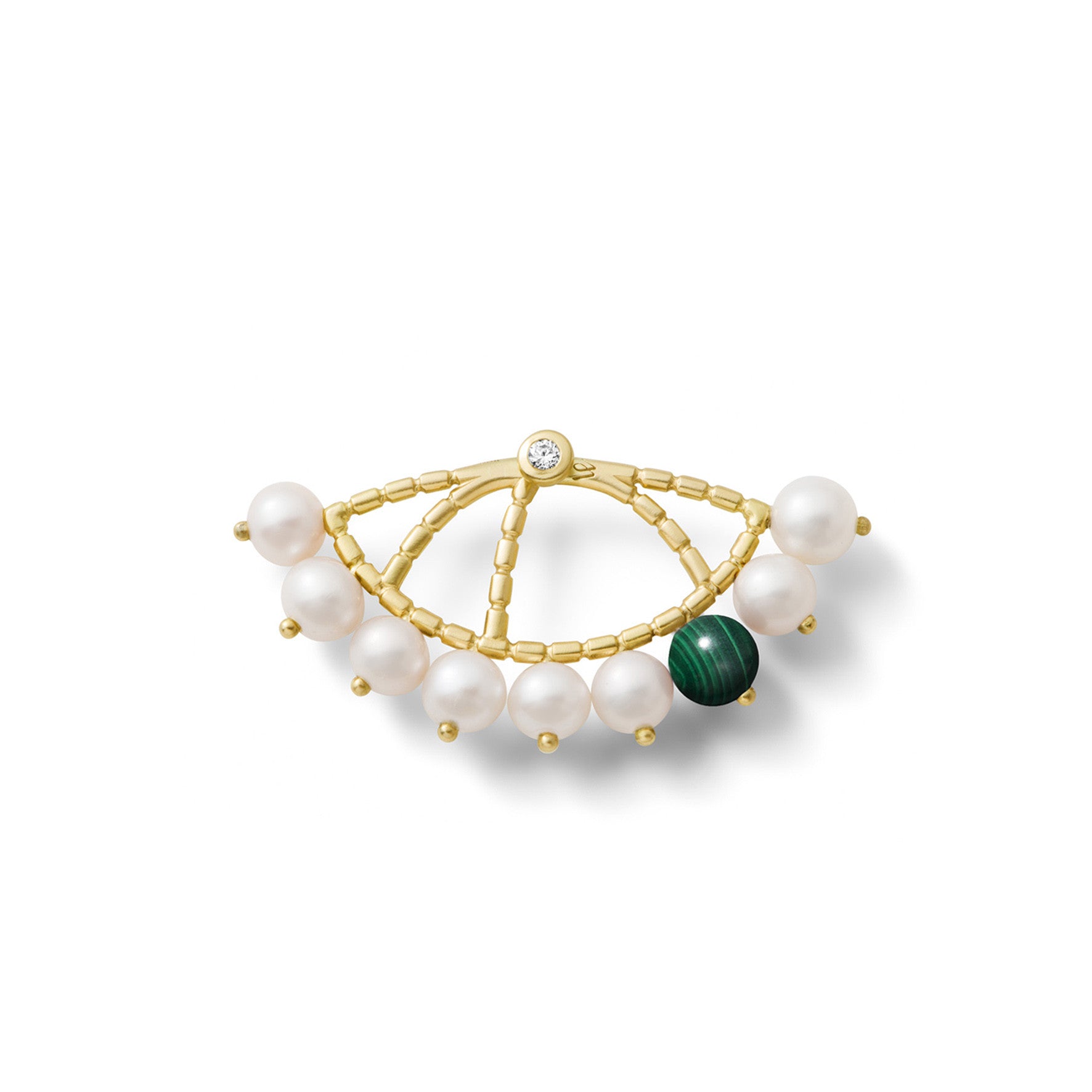 Aimée Aimer Constellation mono boucle or jaune perle malachite