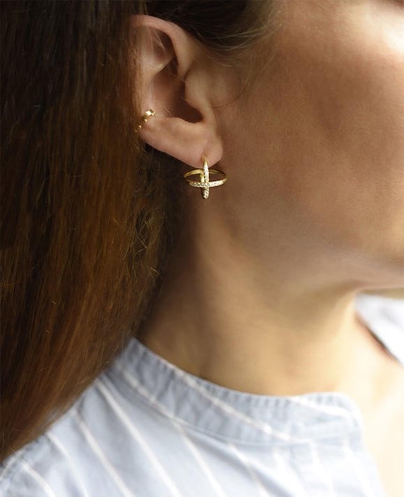 Aimée Aimer Sunset Créole Sunset boucles d'oreilles or jaune unité diamants
