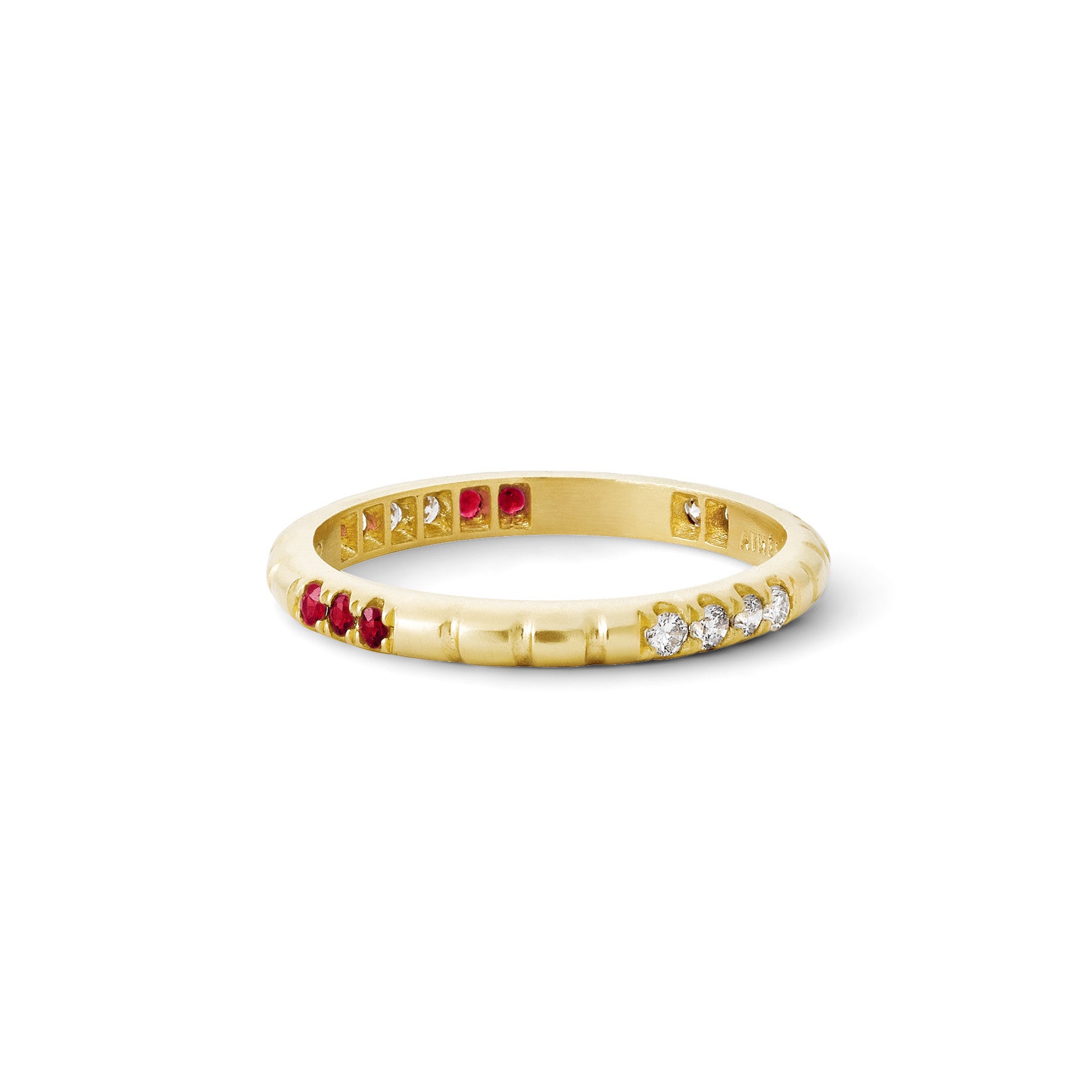Aimée Aimer Petites Lignes F. bague or jaune rubis diamants 48-56