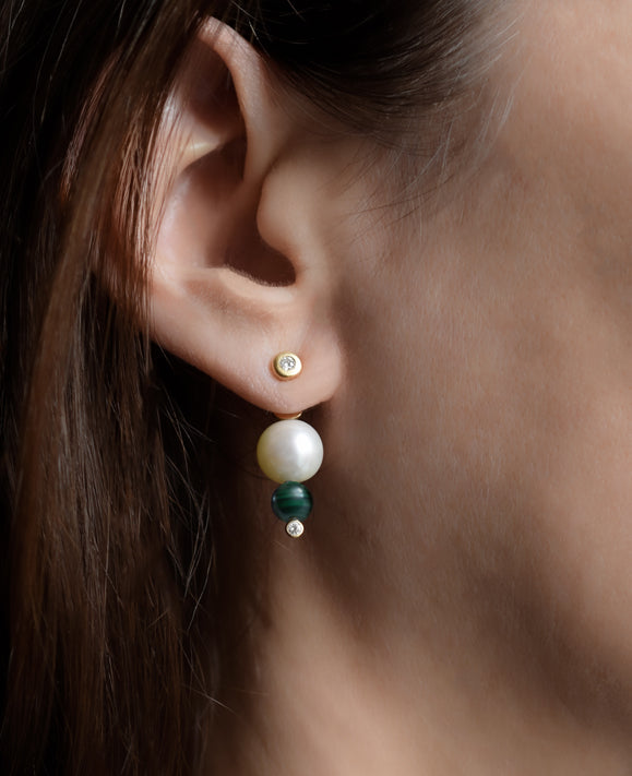 Aimée Aimer Chance dessous d'oreille or jaune perle malachite unité