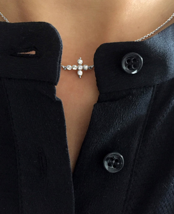Aimée Aimer Petit AA collier or blanc diamants taille unique