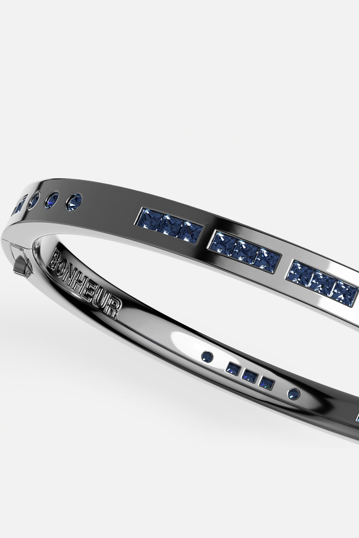 APM Monaco Morse Code BONHEUR jonc gris bleu
