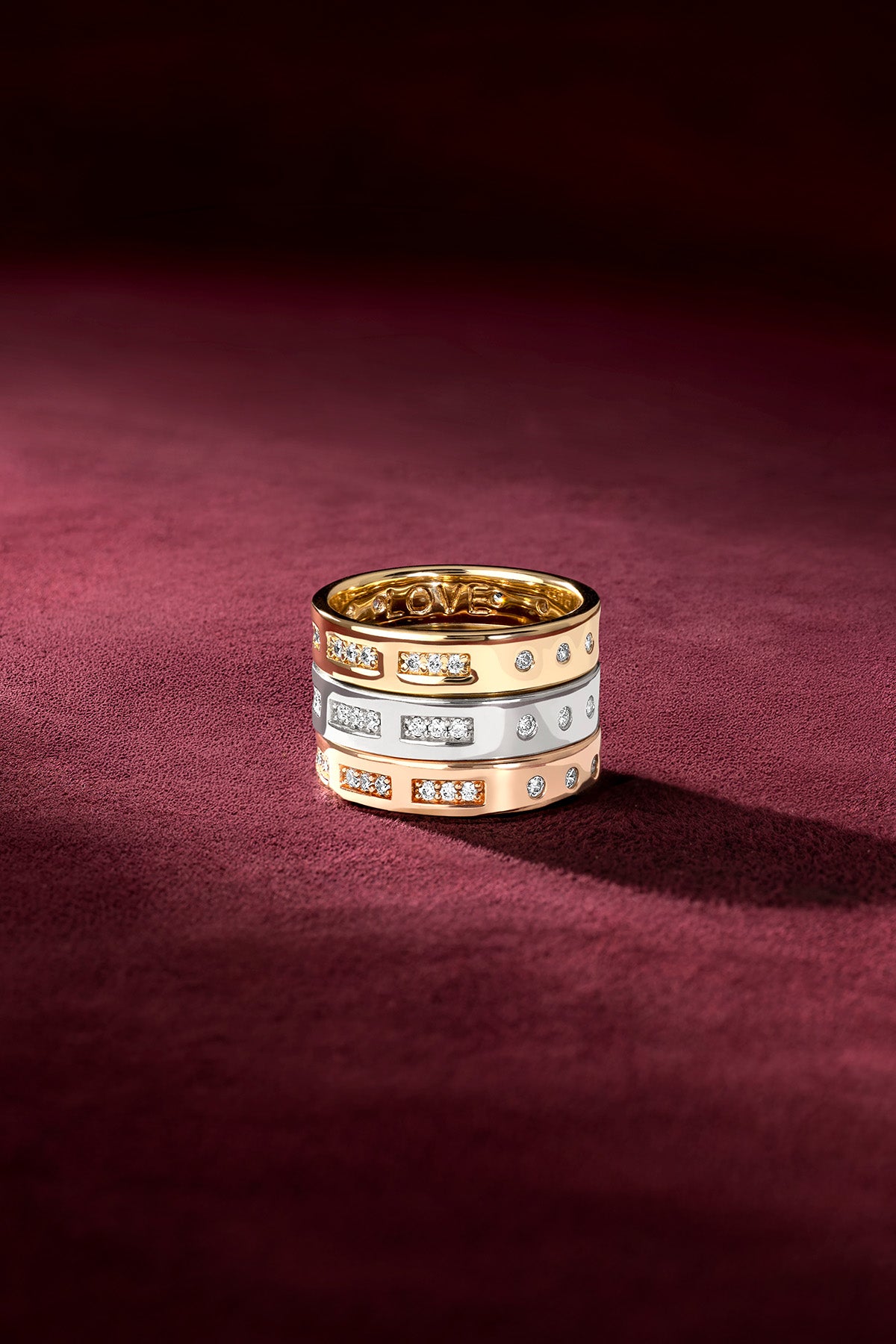 APM Monaco Morse Code LOVE bague anneau doré zirconias taille 52