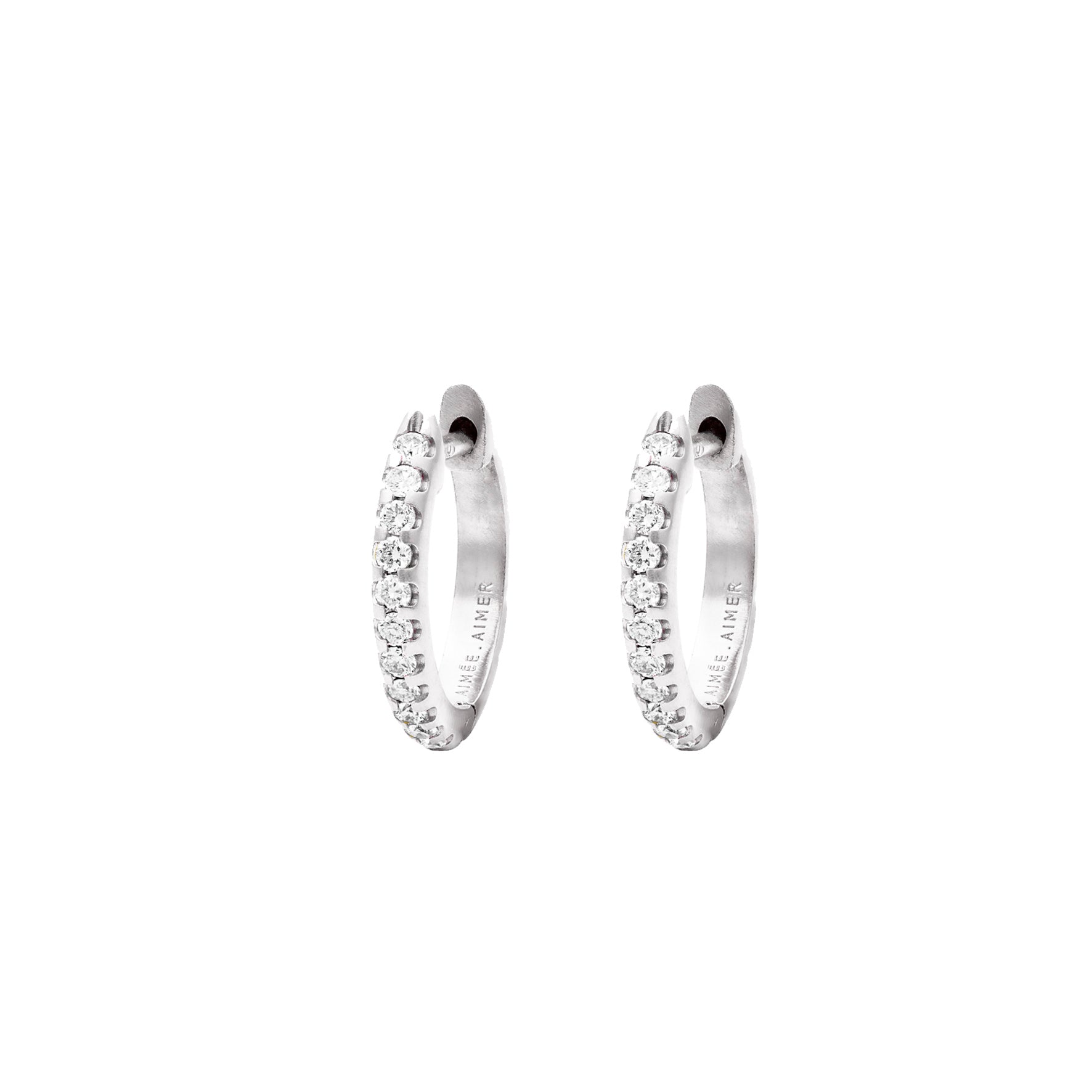 Aimée Aimer Bi créole or blanc diamants boucles d'oreilles paire