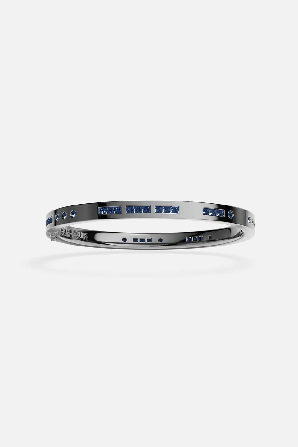 APM Monaco Morse Code BONHEUR jonc gris bleu